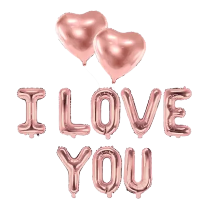 PACK BALLONS I LOVE YOU + 2 BALLONS COEURS OR ROSE