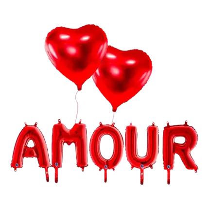 PACK BALLONS AMOUR + 2 BALLONS COEURS ROUGE