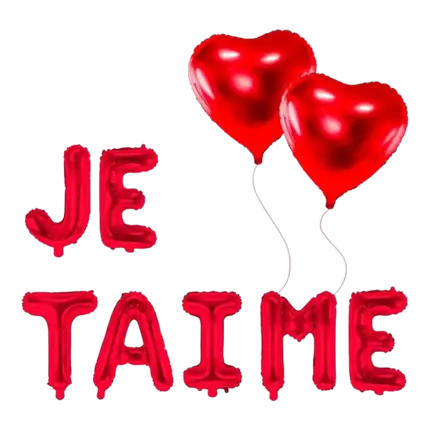 PACK BALLONS JE T'AIME + 2 BALLONS COEURS ROUGE