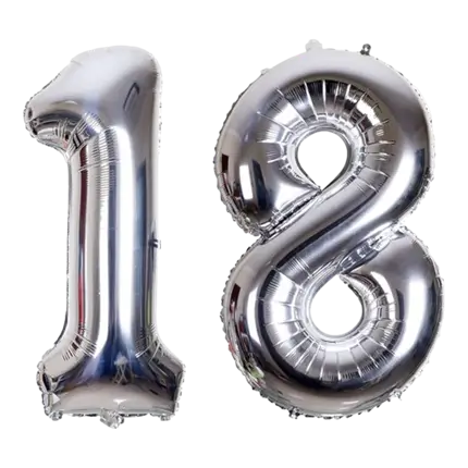 Ballon Chiffre 18 ans aluminium argent 86cm