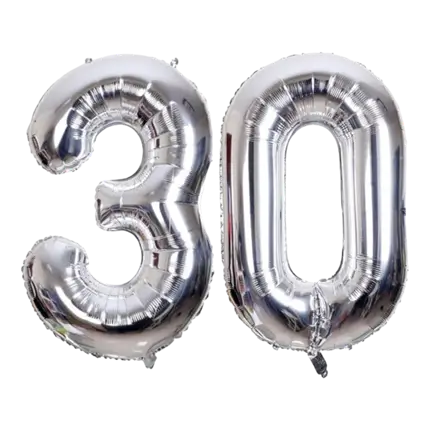 Ballon Chiffre 30 ans aluminium argent 86cm