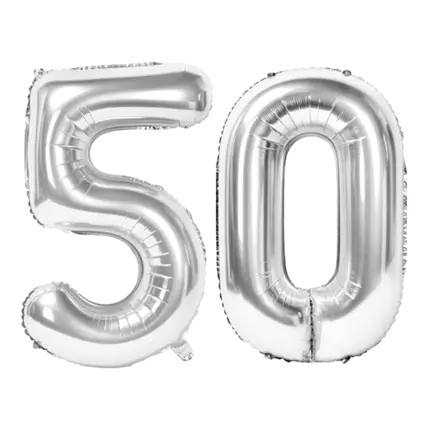 Ballon Chiffre 50 ans aluminium argent 86cm