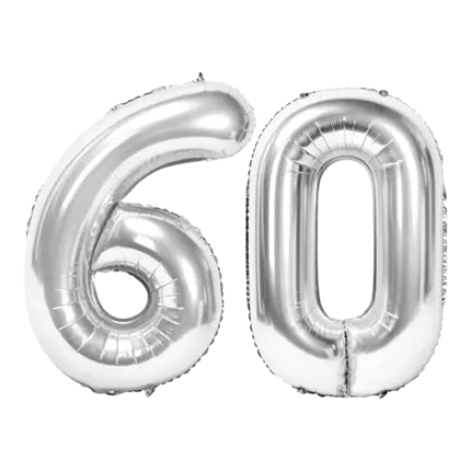 Ballon Chiffre 60 ans aluminium argent 86cm