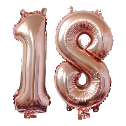 Ballon Chiffre 18 ans aluminium Or Rose 86cm