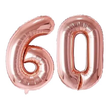 Ballon Chiffre 60 ans aluminium Or Rose 86cm