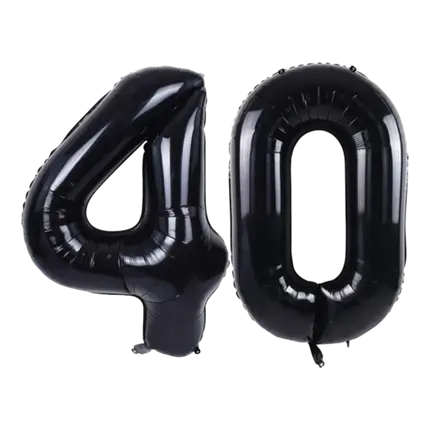 Ballon Chiffre 40 ans aluminium Noir 102cm