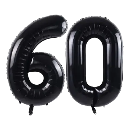 Ballon Chiffre 60 ans aluminium Noir 102cm