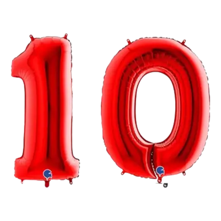 Ballon Chiffre 10 ans aluminium Rouge 102cm