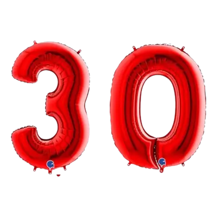 Ballon Chiffre 30 ans aluminium Rouge 102cm