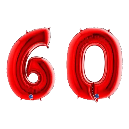 Ballon Chiffre 60 ans aluminium Rouge 102cm