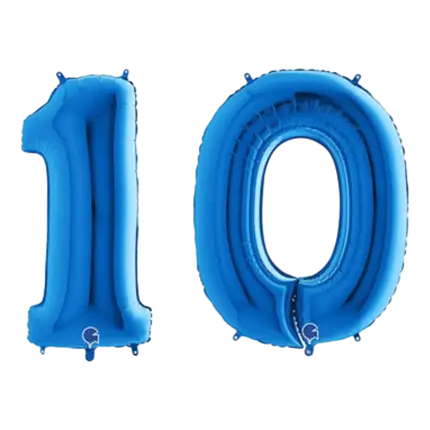 Ballon Chiffre 10 ans aluminium Bleu 102cm