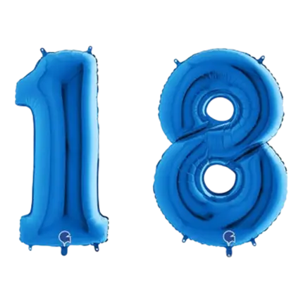 Ballon Chiffre 18 ans aluminium Bleu 102cm