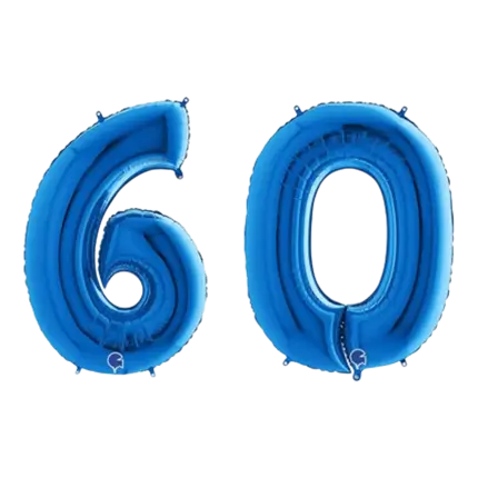 Ballon Chiffre 60 ans aluminium Bleu 102cm