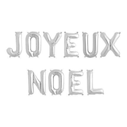 JOYEUX NOEL Ballons Lettres Argent 