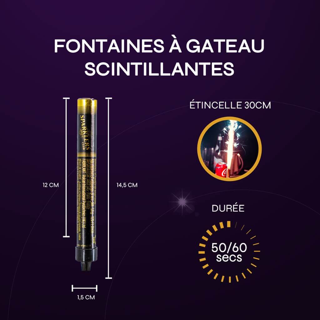 Lot de 120 Fontaines Scintillantes - 60 secondes