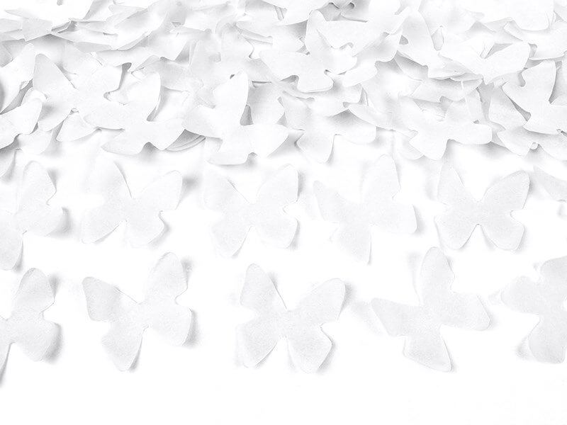 Canon à confettis papillons blanc