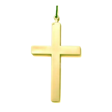 Collier croix en plastique dorée 22cm