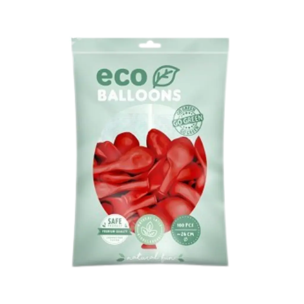 Lot de 100 Ballons de Baudruche Biodégradable Rouges