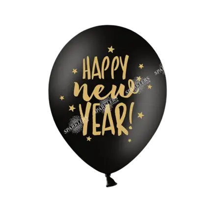 Lot de 50 Ballons Noir Happy New Year