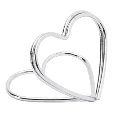 Lot de 10 portes cartes Coeurs, argent, 2,5 cm