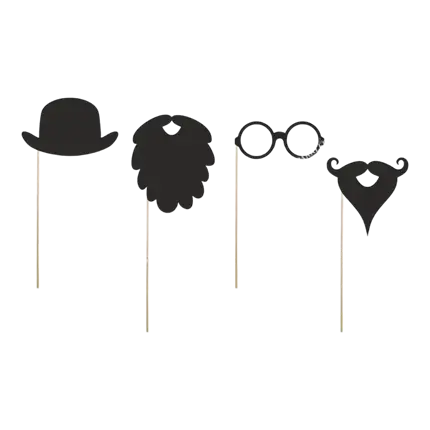 Lot de 4 Props on a stick Gentleman pour photos mariage