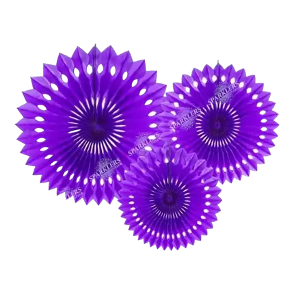 Rosaces décoratives, violet, 20-30cm (3 pièces)