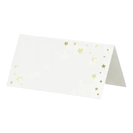 Marque place en papier blanc avec des étoiles or (lot de 10)