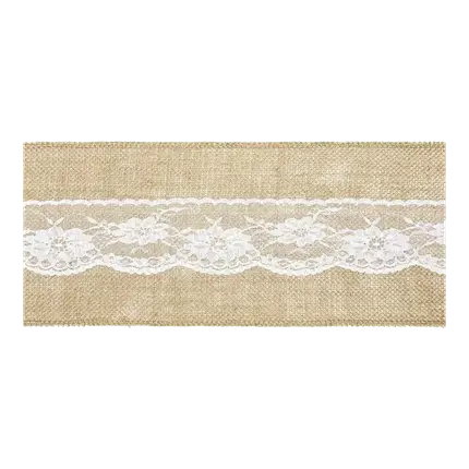 Ceinture de chaise en toile de jute avec dentelle L.275cm