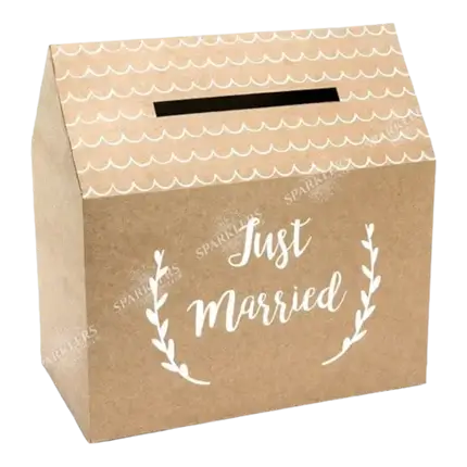 Urne en papier kraft avec inscription Just Married