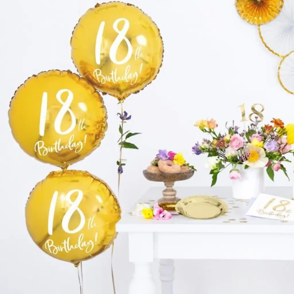 Palloncino bianco/oro 18 anni ø45cm - Sparklers Club