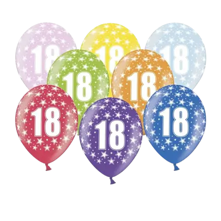 Ballons avec inscription "18" (Lot de 6)