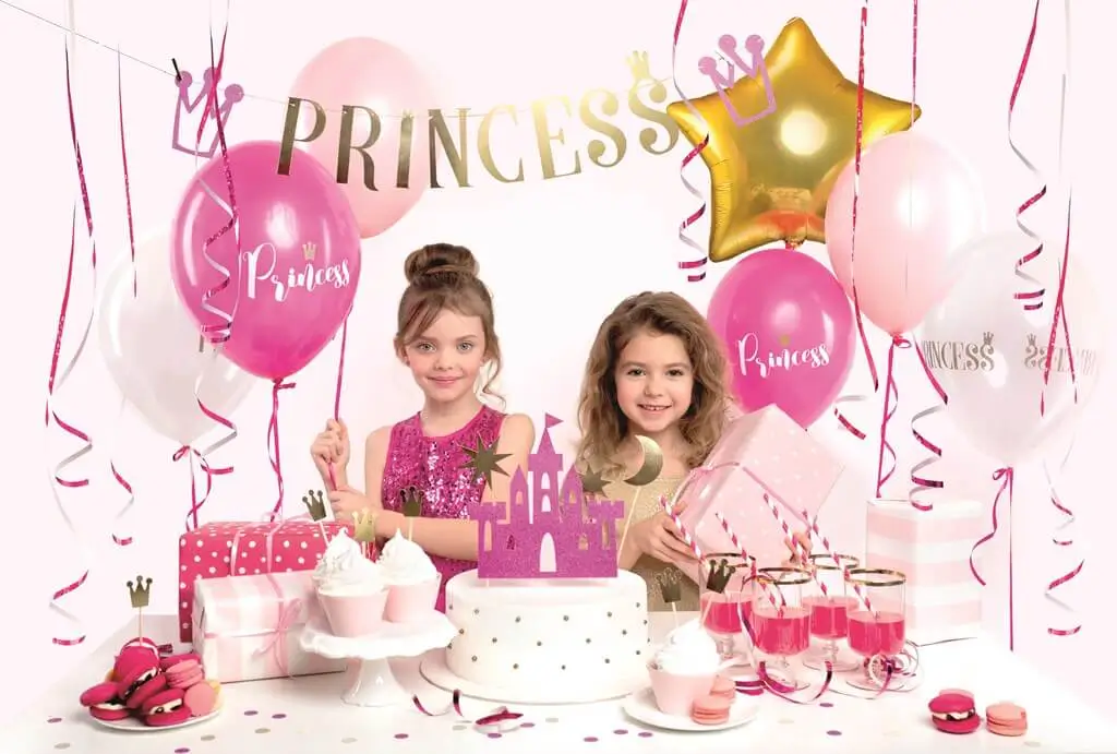 Confezione da 10 palloncini fucsia rosa con scritta PRINCESSO