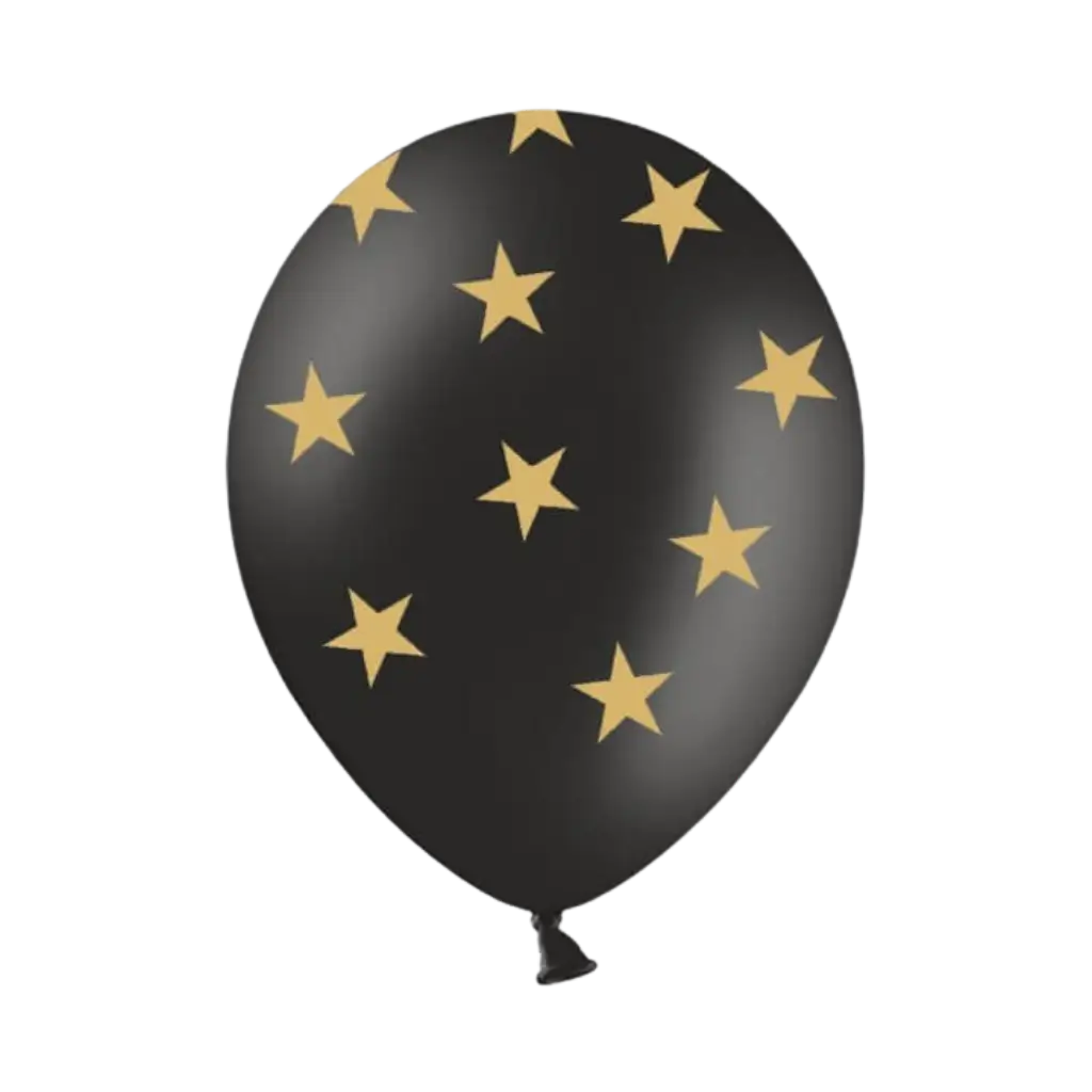 Ballons noirs avec motifs étoile or (Lot de 6)