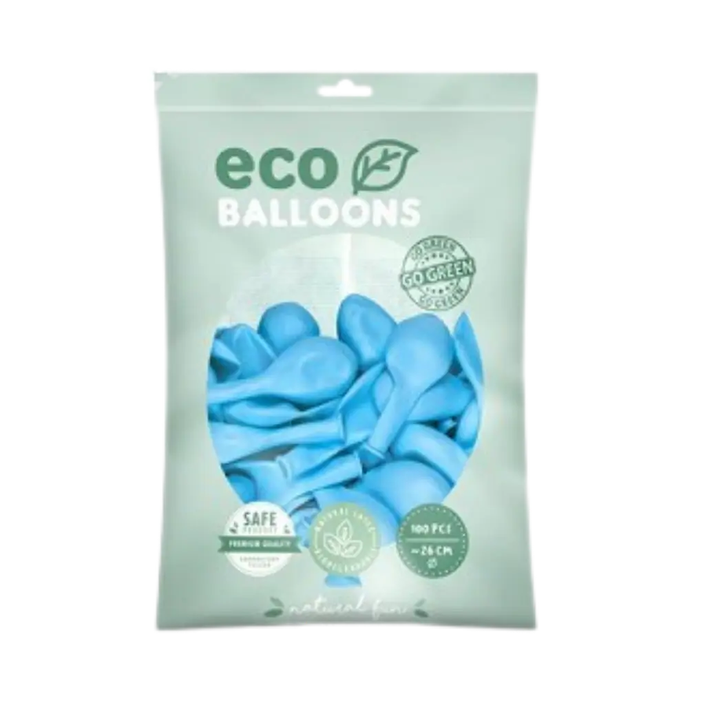 Lot de 100 Ballons de Baudruche Biodégradable Bleu Clair