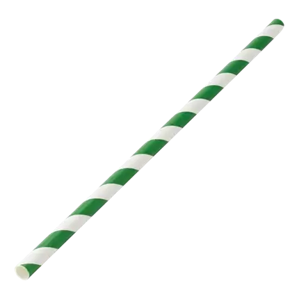 Paille papier rayée verte 20cm / ø6mm (250 pcs)