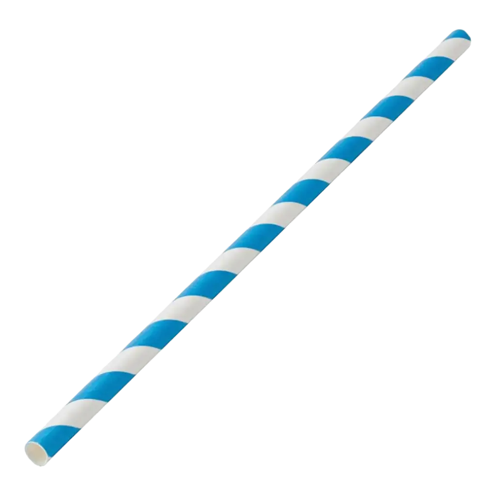 Paille papier rayée bleue 20cm /ø6mm (250 pcs)