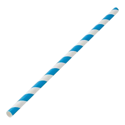 Paille papier rayée bleue 20cm /ø6mm (250 pcs)