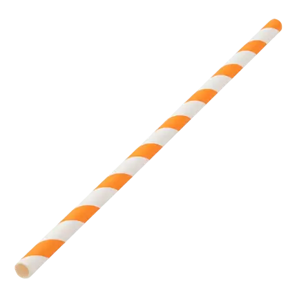 Paille papier rayée orange 20cm /ø6mm (250 pcs)