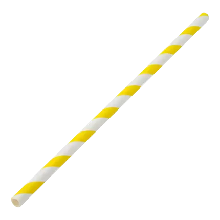 Paille papier rayée jaune 20cm /ø6mm (250 pcs)