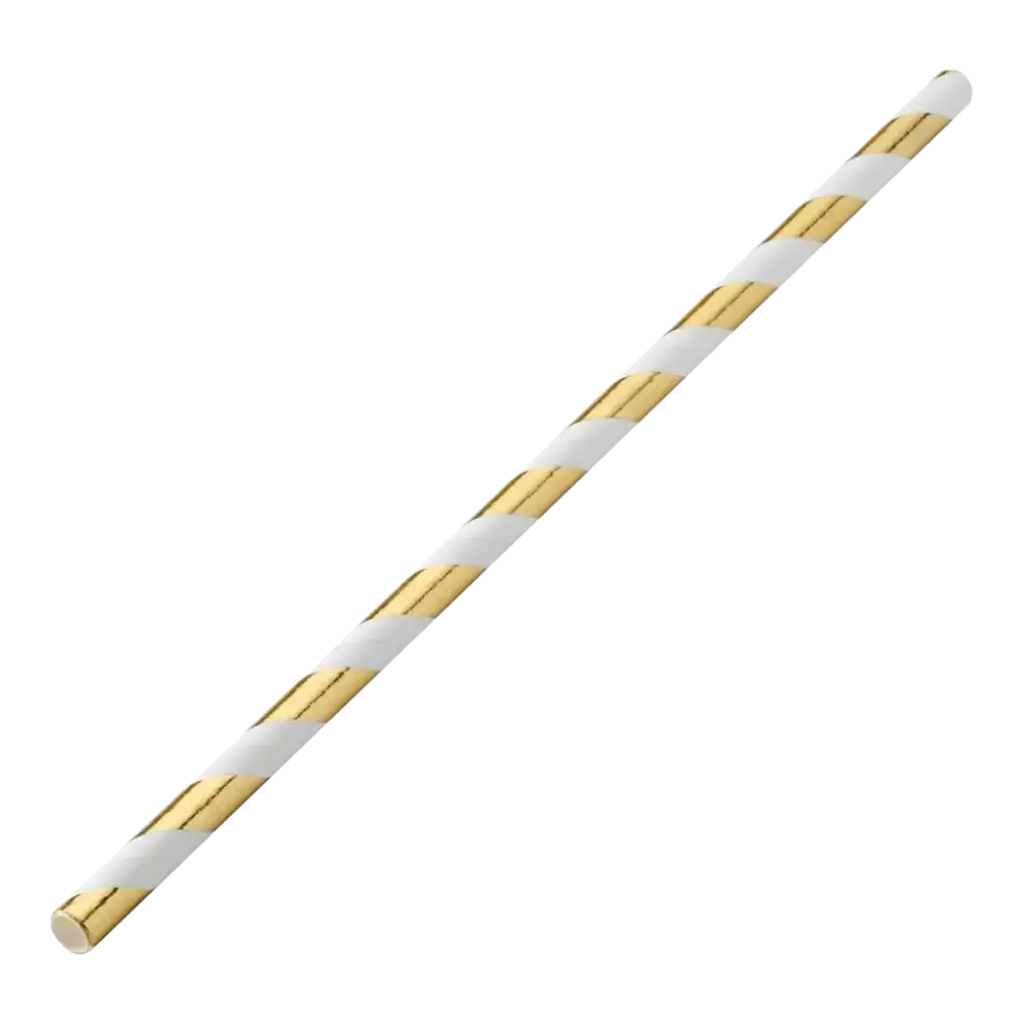 Paille papier rayée Or/Gold 20cm /ø6mm (250 pcs)