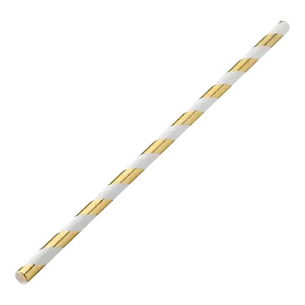 Paille papier rayée Or/Gold 20cm /ø6mm (250 pcs)