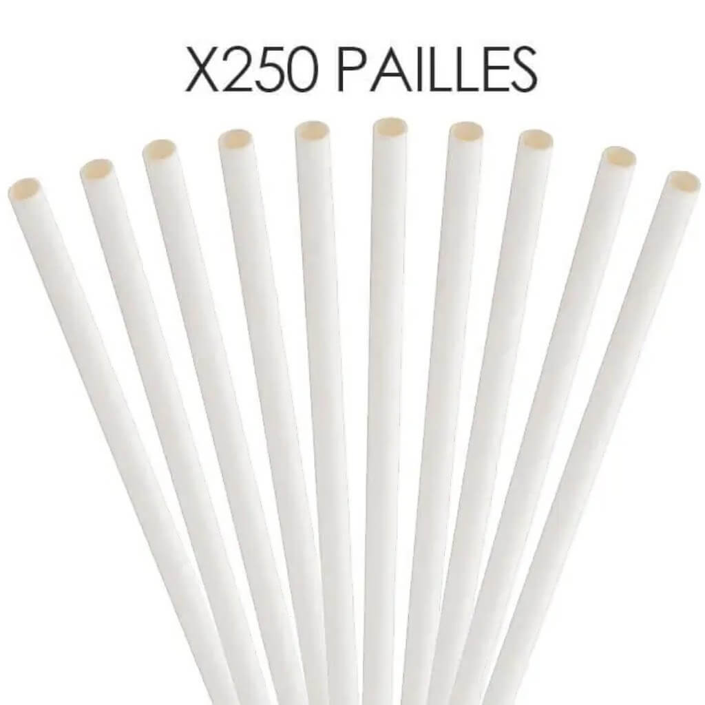 Paille papier blanche 14cm /ø5mm (250 pcs)