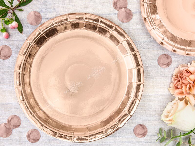 Assiette jetable Ø23cm Ronde (lot 6) - Rose Gold