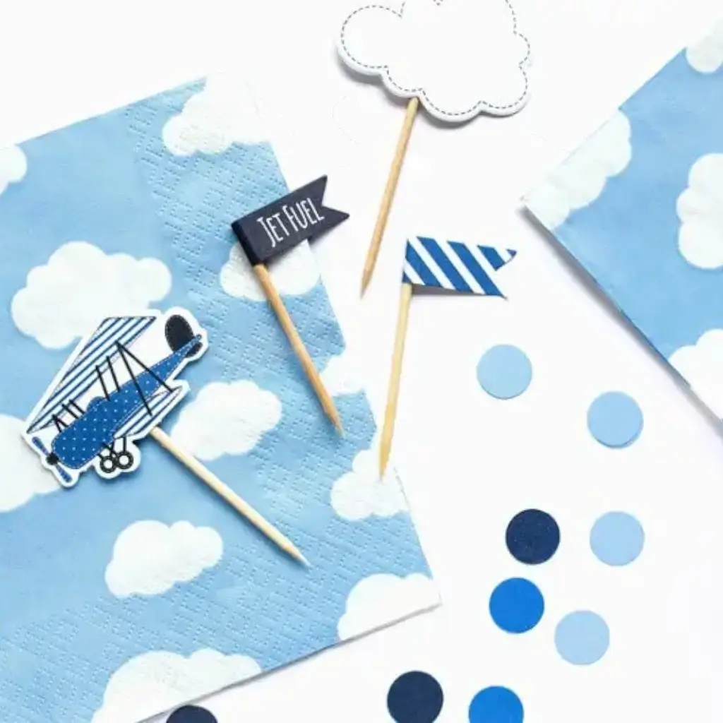 Serviette en papier bleu clair motif nuage (Lot de 20)