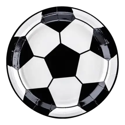 Assiette en papier ronde Ballon de Foot ø18cm (Lot de 6) 