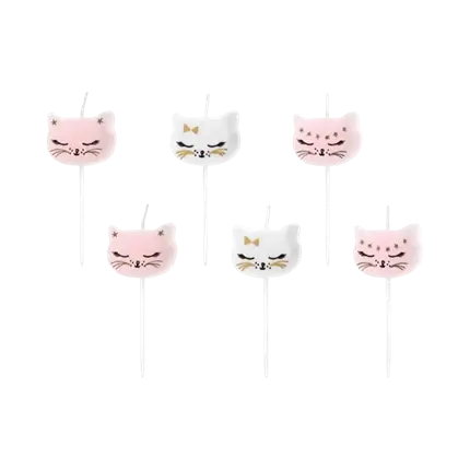 Bougie tête de chat rose (lot de 6)