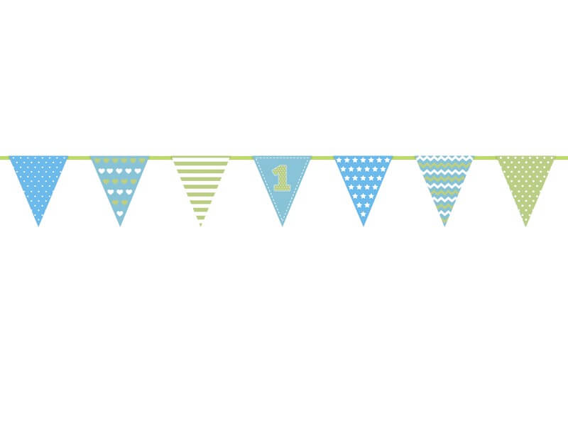 Guirlande en papier bleu ciel anniversaire 1 an : Guirlandes Anniversaire  sur Sparklers Club