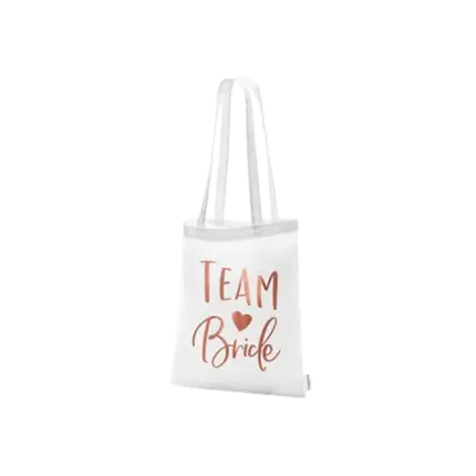 Sac en coton avec inscription TEAM BRIDE rose gold