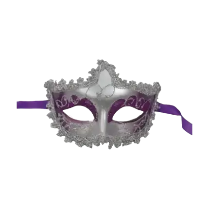 Masque Vénitien Violet Avec Contour Argent