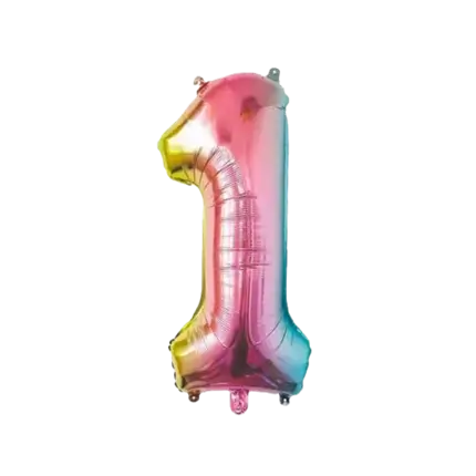 Ballon multicolore chiffre 1 pour anniversaire REF/BALMMC01
